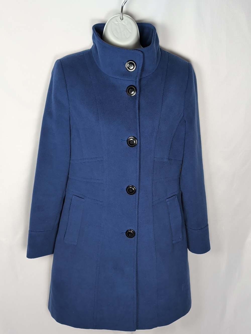 Jessica Petite Dark Navy Blue Funnel Neck Coat Tailored Walking Jacket 8P